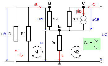 Wechselstromersatzschaltung eines Transistorverstärkers