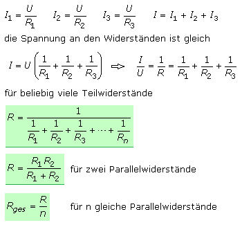 Formeln für R-Parallel
