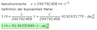 Definition der Basiseinheit Meter