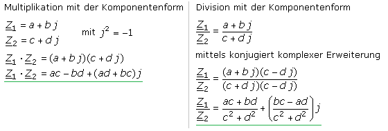 Beispiel zur Multiplikation und Division komplexer Werte